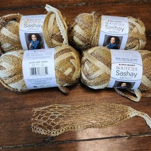 Red Heart Boutique Sashay Metallic Yarn Lot of 4 Golden